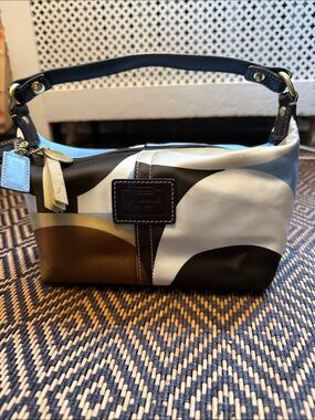 Vintage Y2K Coach Hamptons weekend signature satin scarf print Mini Hobo Bag